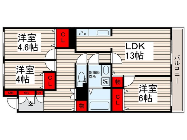 コープ野村竹の塚(403)の物件間取画像